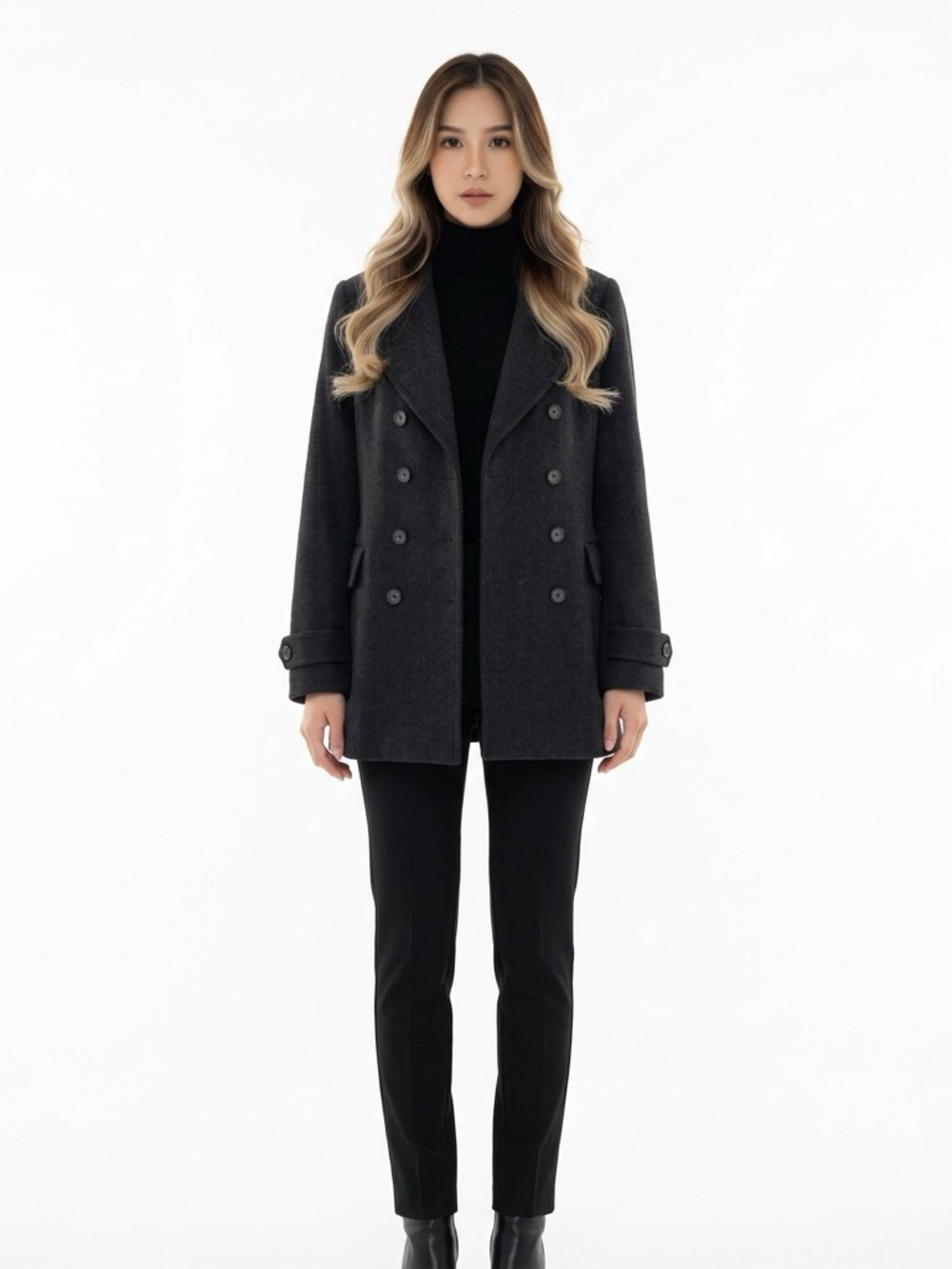 Express Charcoal Double-Breasted Pea Coat